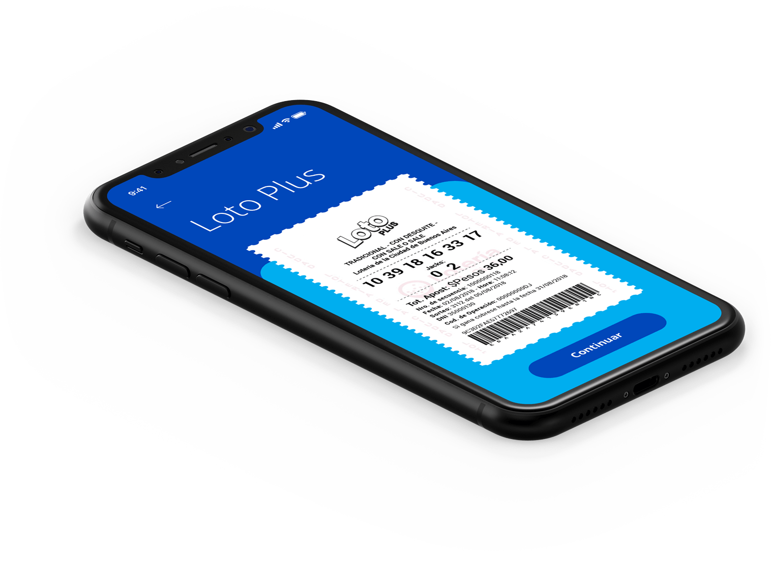 A bet placed from a mobile phone, showing the digital ticket issued by the B-Gaming system